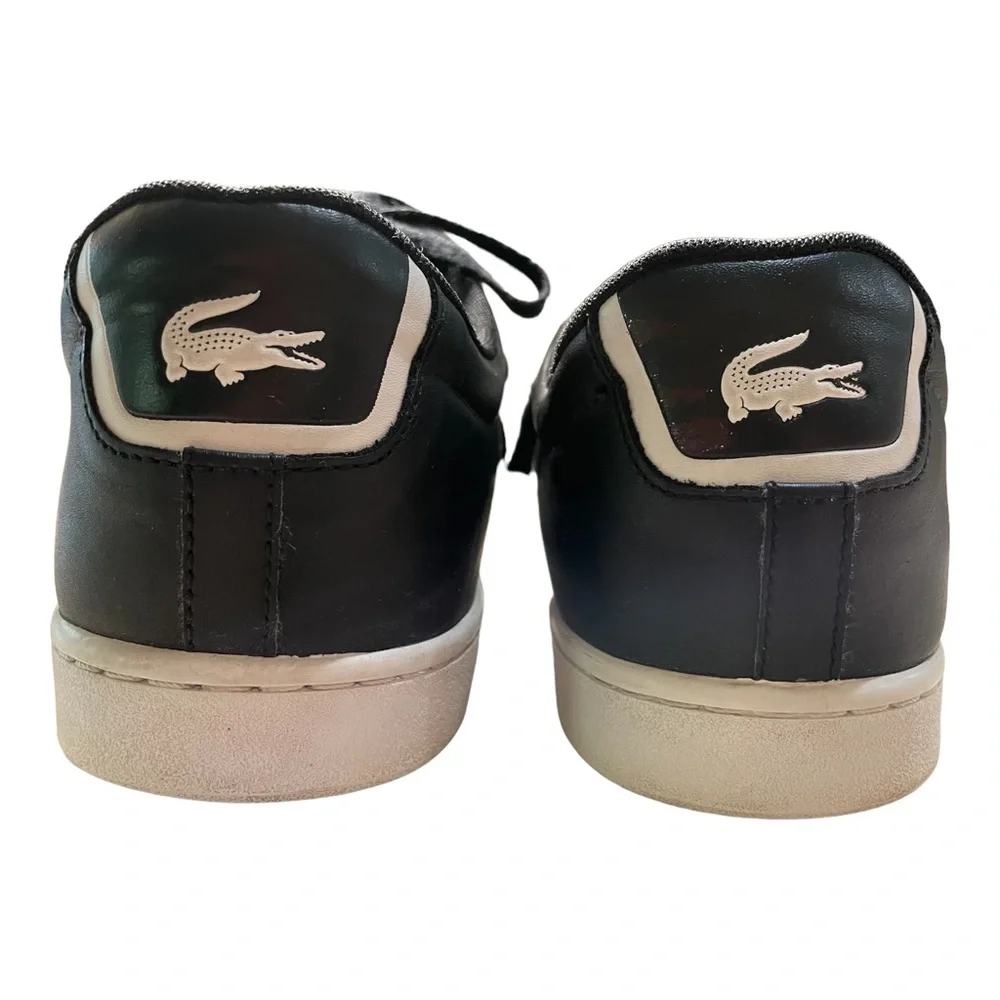 LACOSTE Carnaby EVO Black Leather Sneakers Size 13